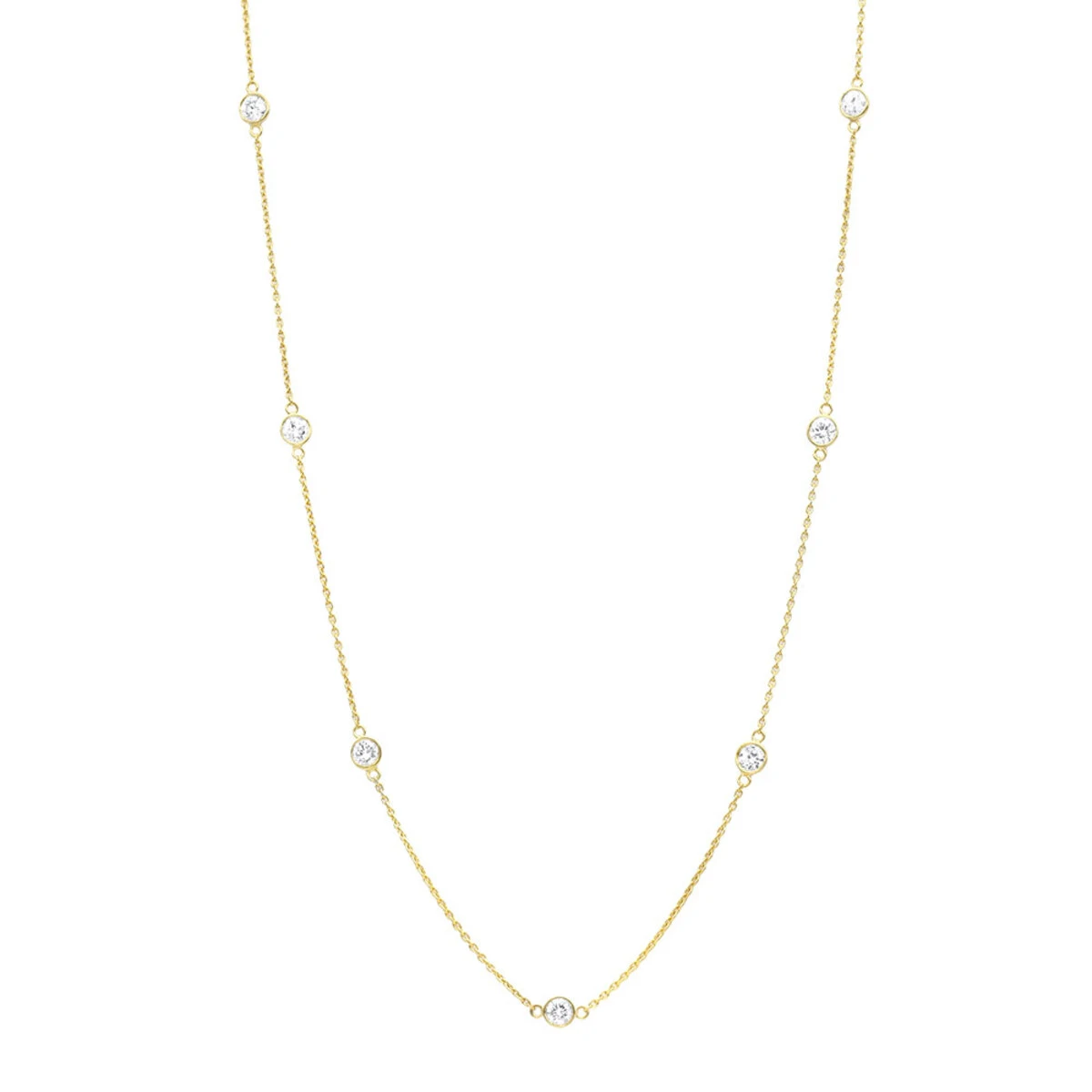 1 Carat Diamonds By The Yard Ladies Necklace Solid 14K Yellow Gold Chain For Women