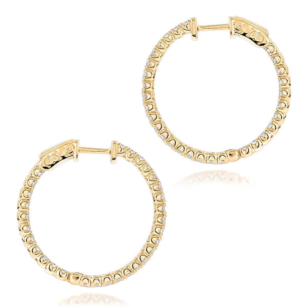 1 Inch Inside Out 2 Carat Diamond Hoop Earrings For Women By Luxurman - Image 4