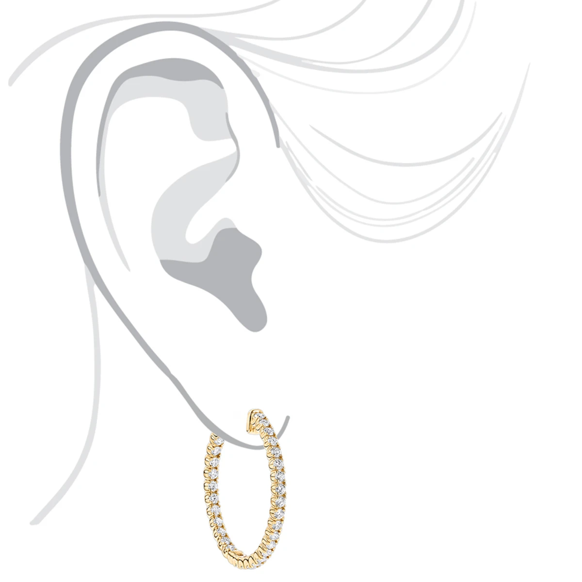 1 Inch Inside Out 2 Carat Diamond Hoop Earrings For Women By Luxurman - Image 5