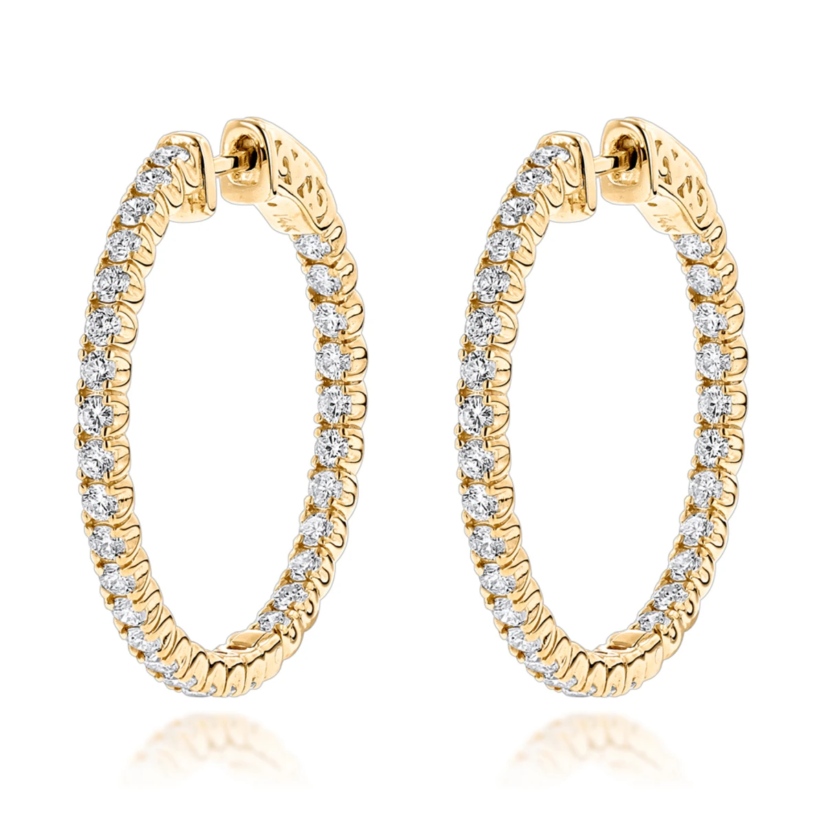 1 Inch Inside Out 2 Carat Diamond Hoop Earrings For Women By Luxurman