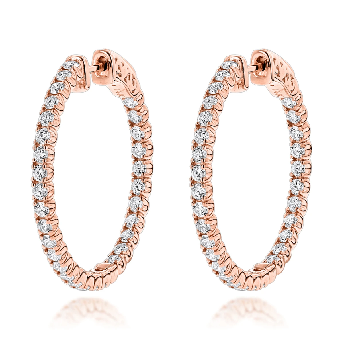 1 Inch Inside Out 2 Carat Diamond Hoop Earrings For Women By Luxurman - Image 3