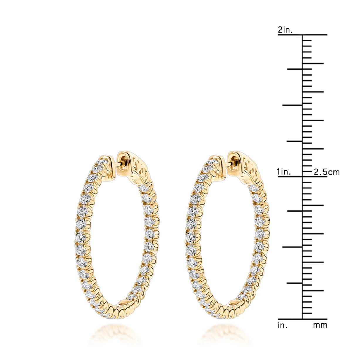 1 Inch Inside Out 2 Carat Diamond Hoop Earrings For Women By Luxurman - Image 6