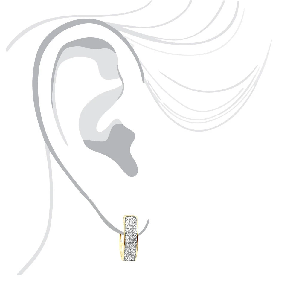 10K White Gold Diamond Hoop Huggie Earrings 0.30ct - Image 5