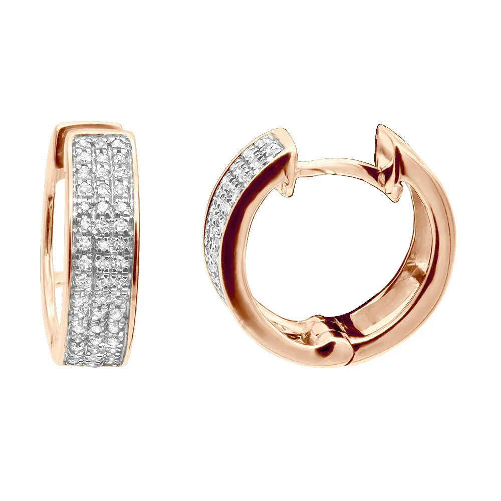 10K White Gold Diamond Hoop Huggie Earrings 0.30ct - Image 3