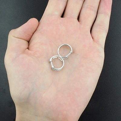 10K White Gold Diamond Hoop Huggie Earrings 0.30ct - Image 4