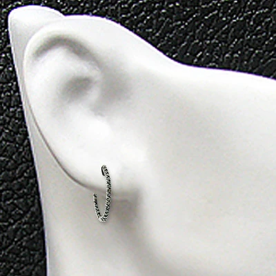 14K Black Plated Gold Black Diamond Hoop Earrings 2.20ct - Image 3