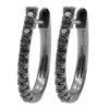14K Gold Black Diamond Hoop Huggie Earrings 0.2ct 13mm Long