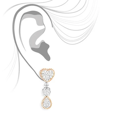 14K White Gold Dangle Diamond Heart Earrings 3ct By LUXURMAN - Image 2