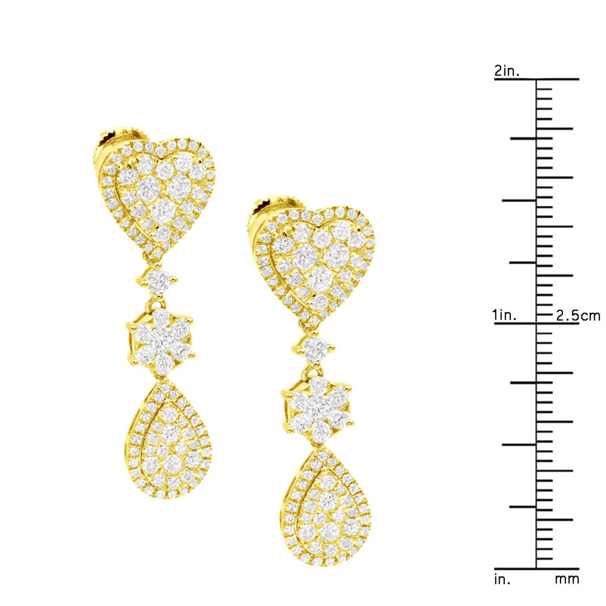 14K White Gold Dangle Diamond Heart Earrings 3ct By LUXURMAN - Image 11
