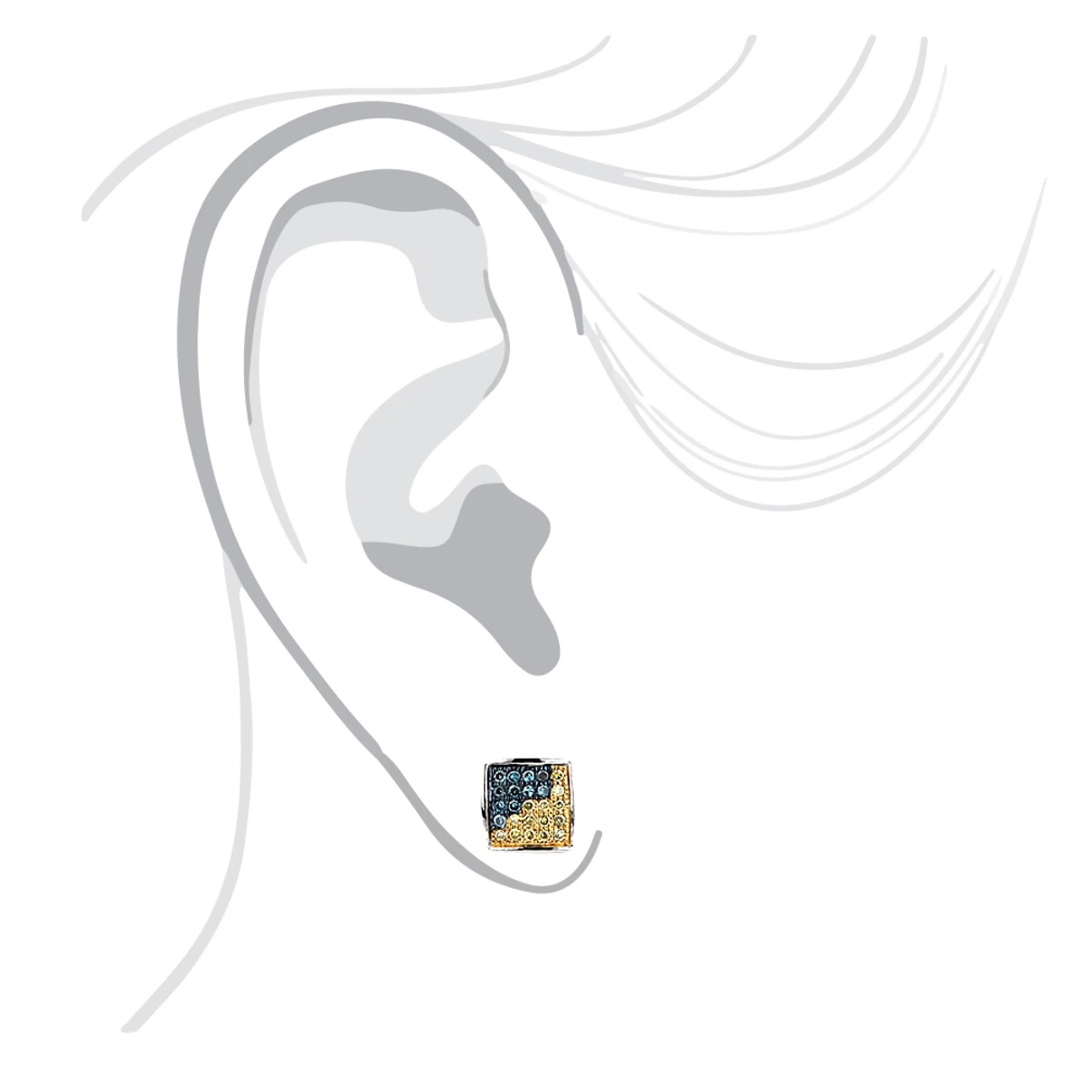 14K White Gold Blue Yellow Diamond Earrings 0.19ct - Image 5