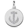 14K White Gold Diamond Anchor Pendant 0.14ct