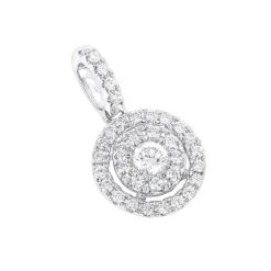 14K White Gold Diamond Circle Pendant For Women By Luxurman 0.33ct