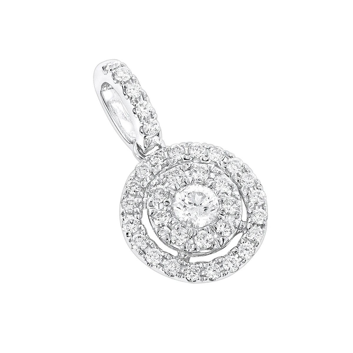14K White Gold Diamond Circle Pendant For Women By Luxurman 0.33ct