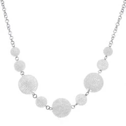 14K White Gold Graduated Diamond Ball Necklace For Women 25 Carats