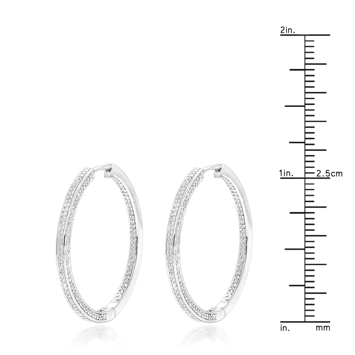 14K White Gold Inside Out Diamond Hoop Earrings For Women 1 Carat By Luxurman - Image 6