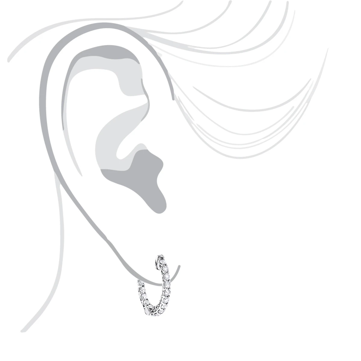 14K White Gold Inside Out Diamond Hoop Earrings For Women 1.5ct - Image 5