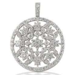 14K White Gold Ladies Circle Diamond Necklace 2.23ct