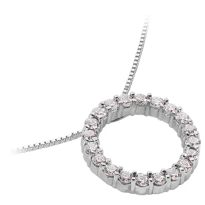 14K White Gold Ladies Circle Diamond Pendant 0.91ct - Image 3