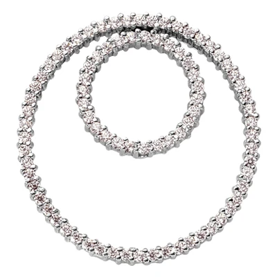 14K White Gold Ladies Double Circle Diamond Pendant 1.24ct