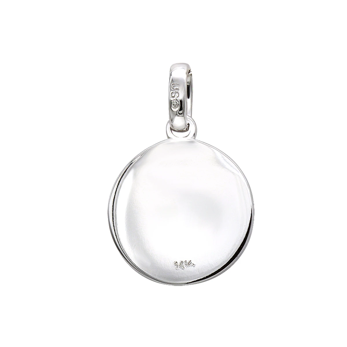 14K White Gold Palm Tree Circle Diamond Pendant 0.1ct Small Charm - Image 4