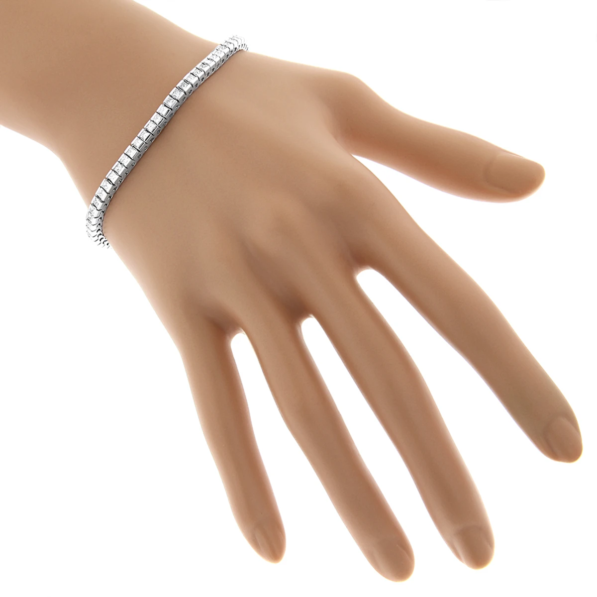 Women's 14K White Gold Princess Cut Diamond Tennis Bracelet 5 Carat - Image 5