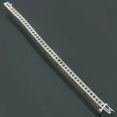 Women's Princess Diamond 14K White Gold Tennis Bracelet 13.55ct - Image 2