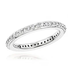 Thin 14K White Gold Round Diamond Eternity Band 0.46ct
