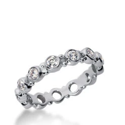 14K White Gold Round Diamond Eternity Band 0.91ct