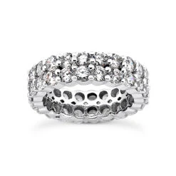 14K White Gold Round Diamond Eternity Band 4.40ct