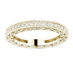 Thin 14K Yellow Gold Round Diamond Eternity Ring 0.63ct 3.4mm