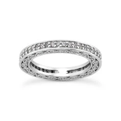 Thin 14K White Gold Round Diamond Eternity Ring 0.63ct 2.4mm