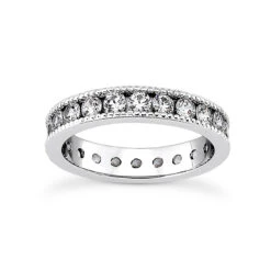 Thin 14K White Gold Round Diamonds Eternity Band 1.54ct