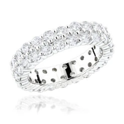14K White Gold Round Diamonds Eternity Band 2.60ct