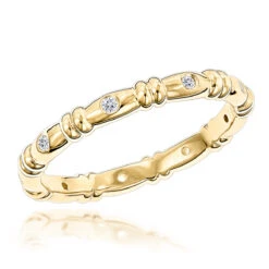 14K Yellow Gold Round Diamonds Eternity Ring For Women 0.14ct