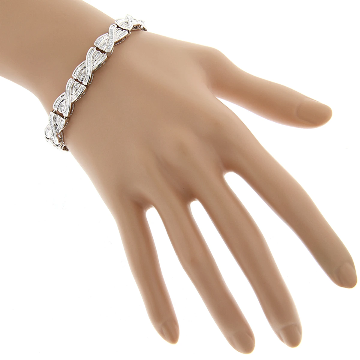 14K Yellow Gold Women's Baguette Diamond Bracelet 4 Ct - Image 5