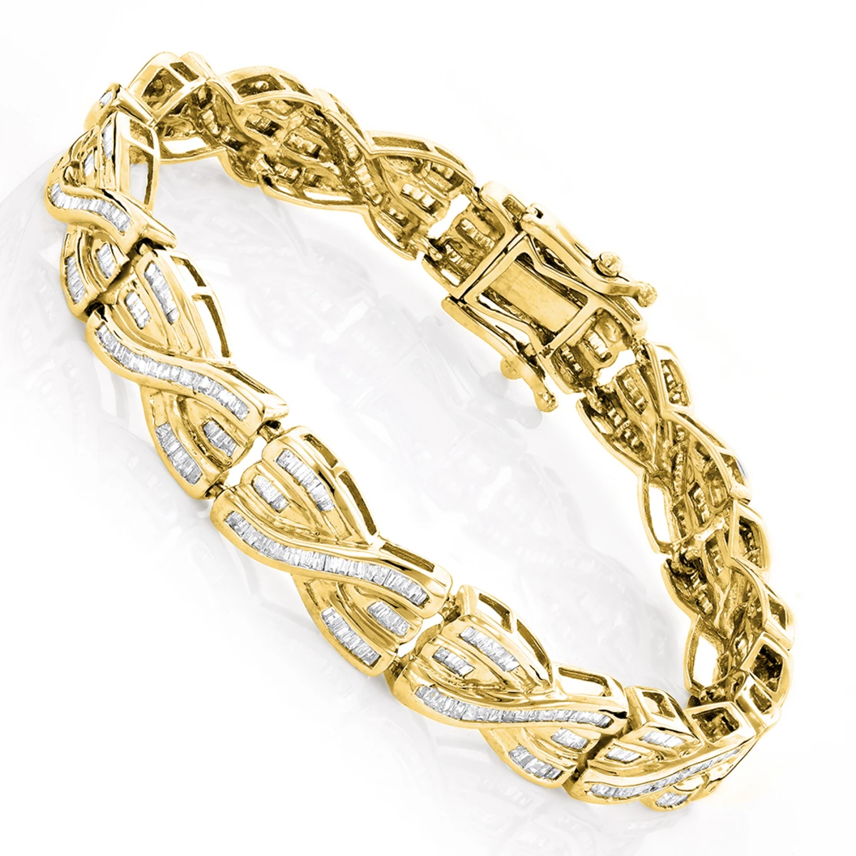 14K Yellow Gold Women's Baguette Diamond Bracelet 4 Ct