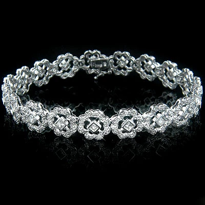 14K White Gold Women's Diamond Bracelet 2.49ct