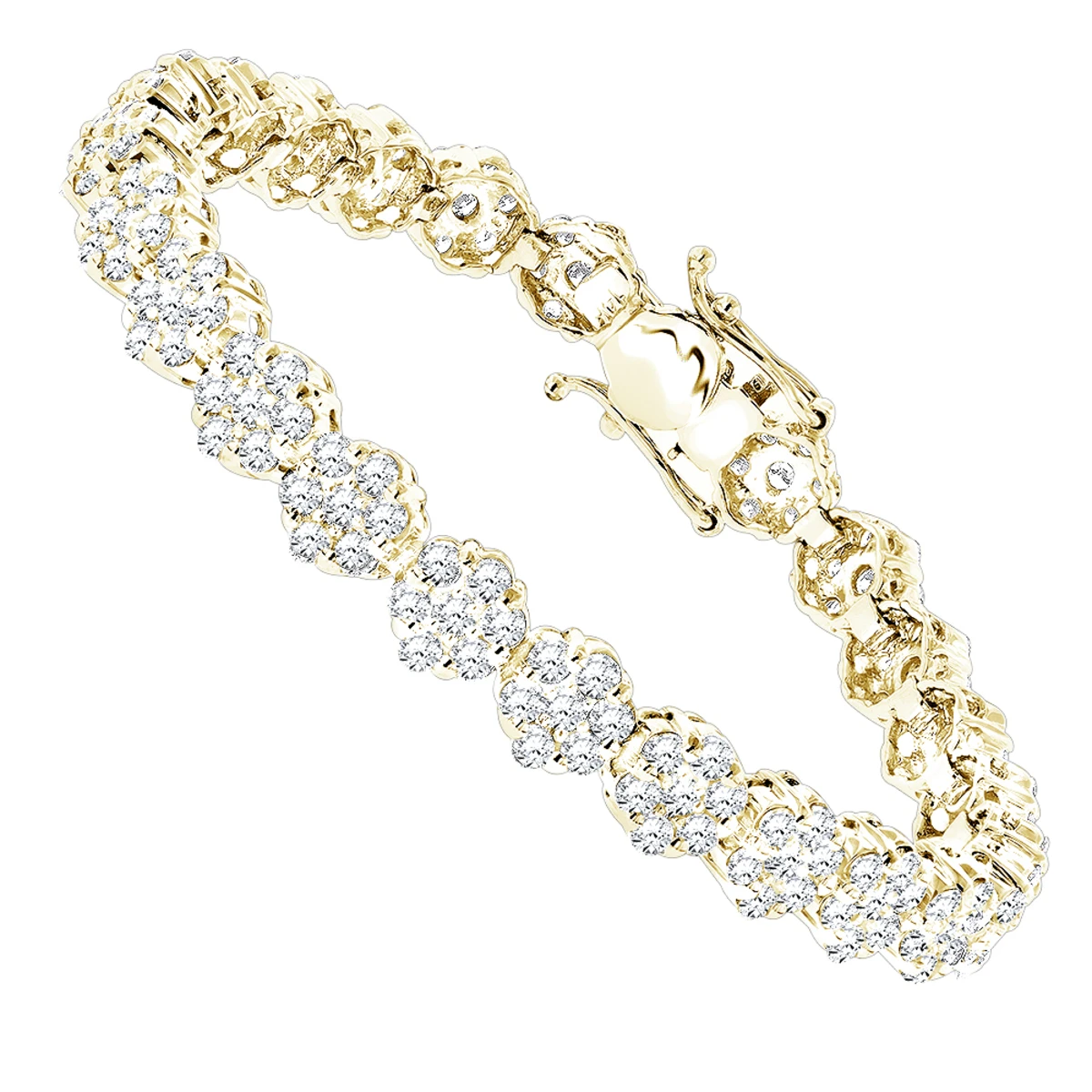 14K White Gold Women's Diamond Cluster Tennis Bracelet 8.25ct - Image 2