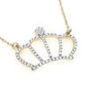 14K Yellow Gold Women's Diamond Crown Pendant Necklace 0.15ct