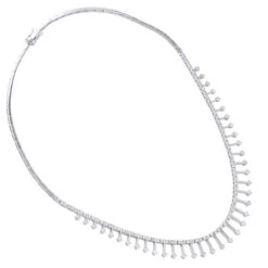 14K White Gold Women's Round Diamond Necklace 4.44ct