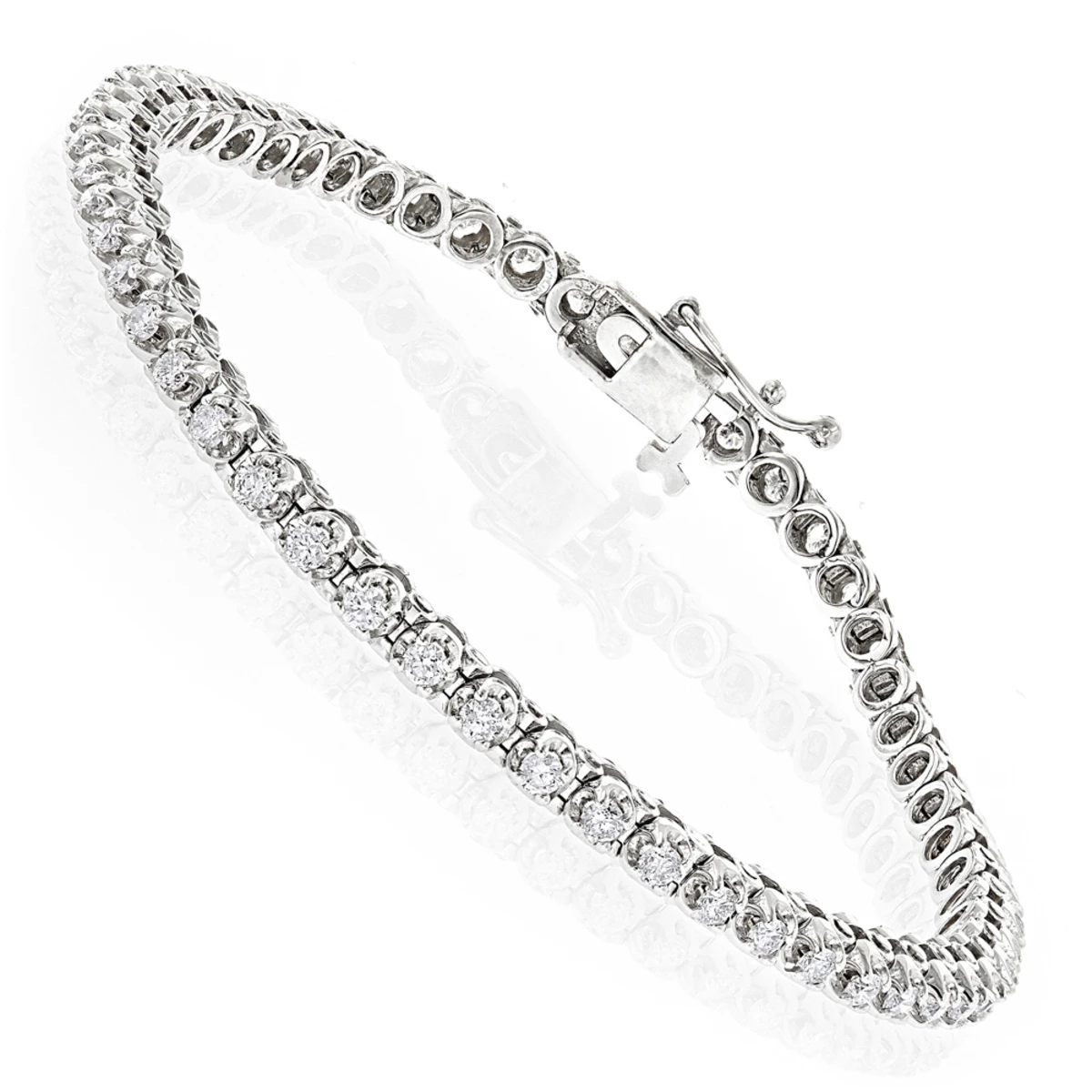 14K White Gold Women's Round Diamond Tennis Bracelet 1.80ct