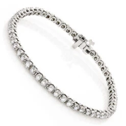 14K White Gold Round Diamond Tennis Bracelet For Women 1 3/4ct G/VS