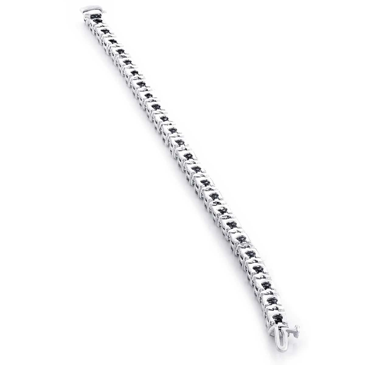18K White Gold Blue Sapphire Diamond Tennis Bracelet For Women 3.76ct - Image 3