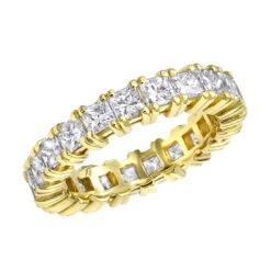 18K Yellow Gold Princess Cut Diamond Eternity Band 3.74ct Ladies Anniversary Ring