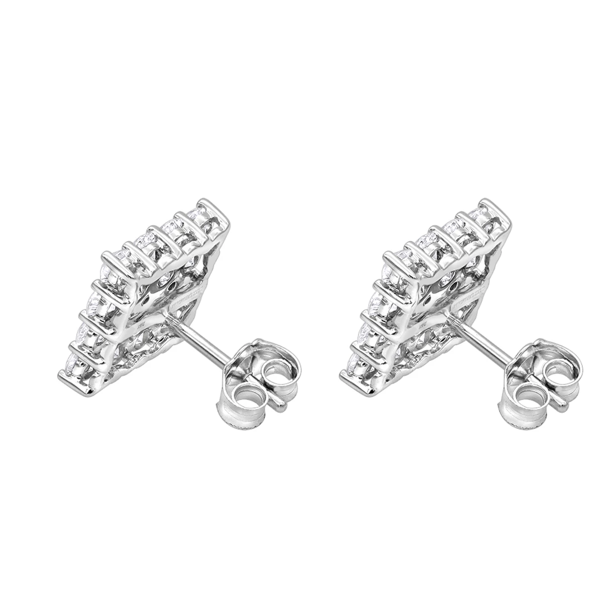 2 Carat Luxurman Square Shape Round Diamond Earrings Studs 14K White Gold - Image 4