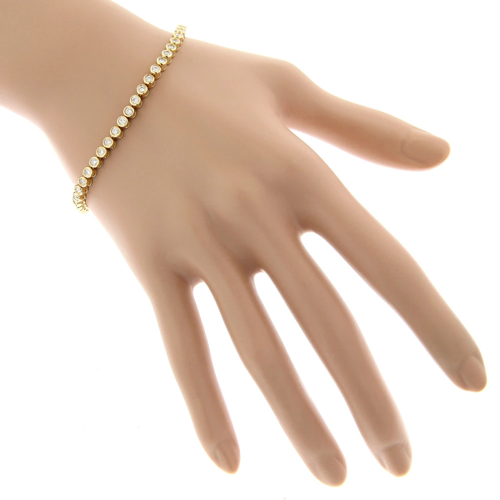 2.20 Carat Diamond Tennis Bracelet 14K Yellow Gold Bezel Set - Image 5