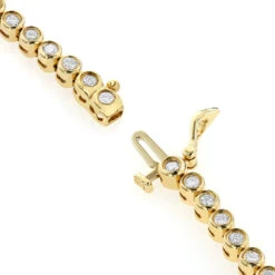 2.20 Carat Diamond Tennis Bracelet 14K Yellow Gold Bezel Set