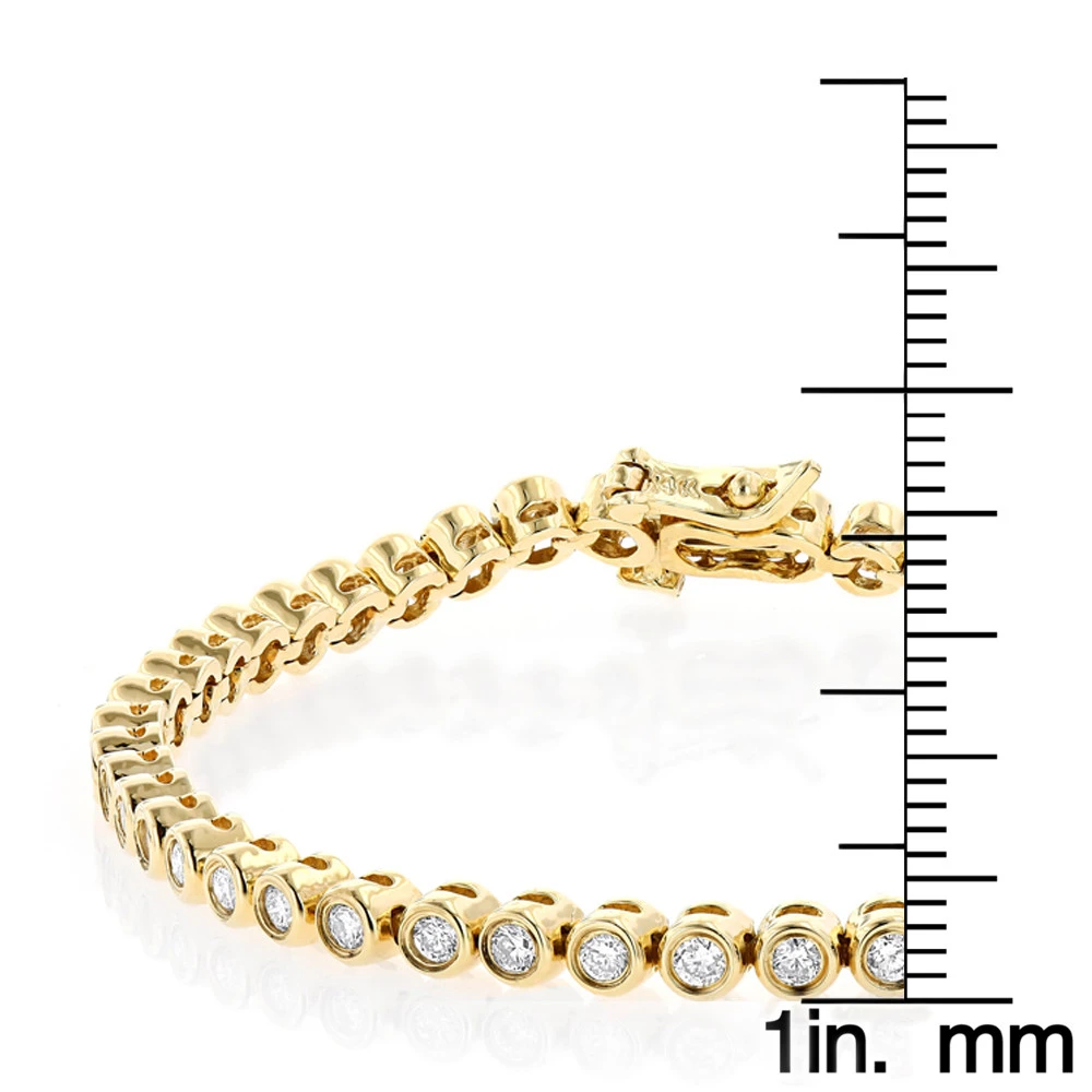2.20 Carat Diamond Tennis Bracelet 14K Yellow Gold Bezel Set - Image 6