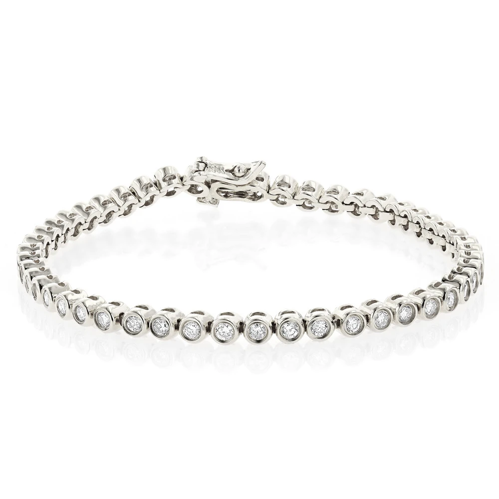 2.20 Carat Diamond Tennis Bracelet 14K Yellow Gold Bezel Set - Image 2