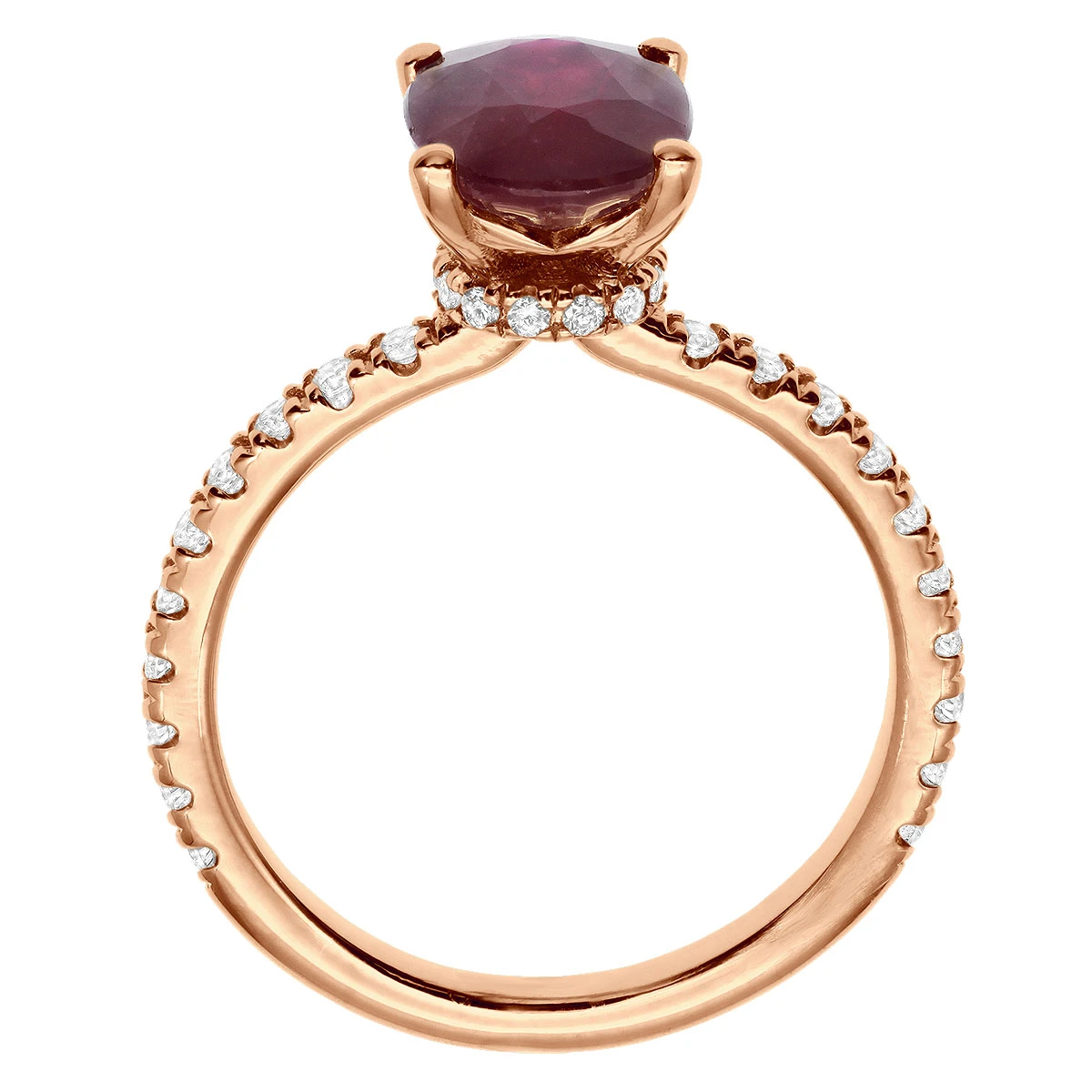 2.8ct Diamonds & Ruby Ring For Women 18K Yellow Gold Engagement Ring By Luxurman - Image 6